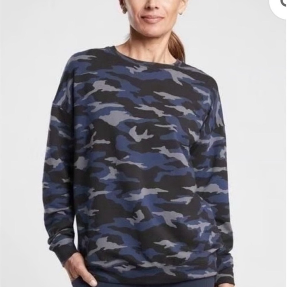 NWT Athleta Studio to Street Sweatshirt | Navy Camo | 1X